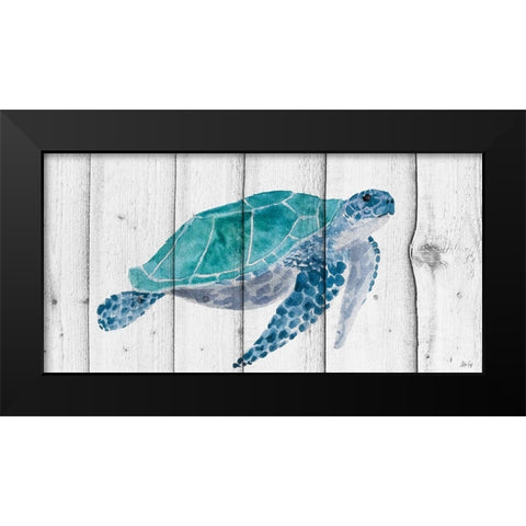 Turtle II Black Modern Wood Framed Art Print by Fay, Mela