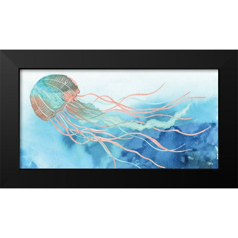 Jellyfish Black Modern Wood Framed Art Print by Fay, Mela