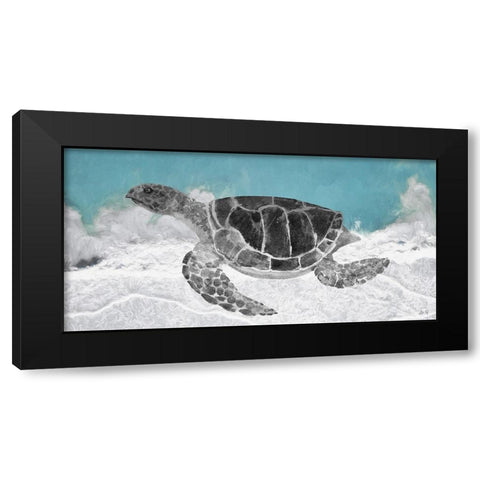 Turtle Black Modern Wood Framed Art Print by Fay, Mela