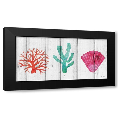 Corals Black Modern Wood Framed Art Print with Double Matting by Fay, Mela