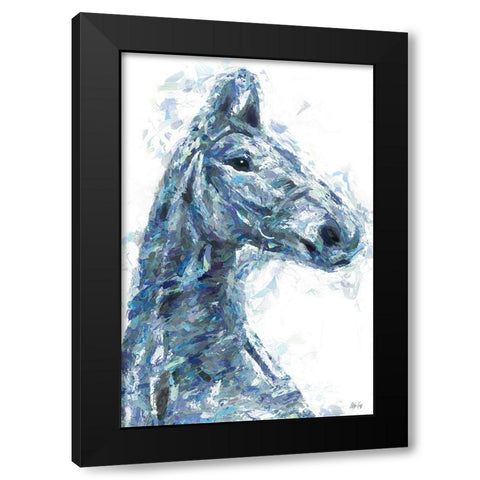 Horse in Blue II Black Modern Wood Framed Art Print by Fay, Mela