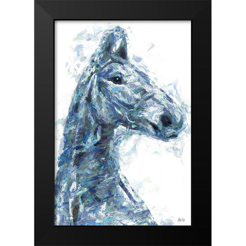 Horse in Blue II Black Modern Wood Framed Art Print by Fay, Mela