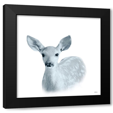 Baby Deer Black Modern Wood Framed Art Print with Double Matting by Fay, Mela