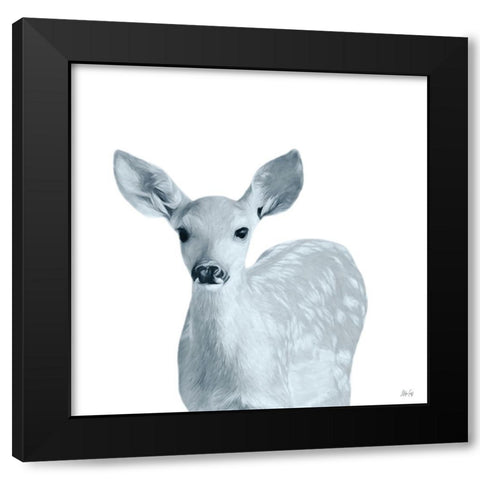 Full Baby Deer Black Modern Wood Framed Art Print with Double Matting by Fay, Mela