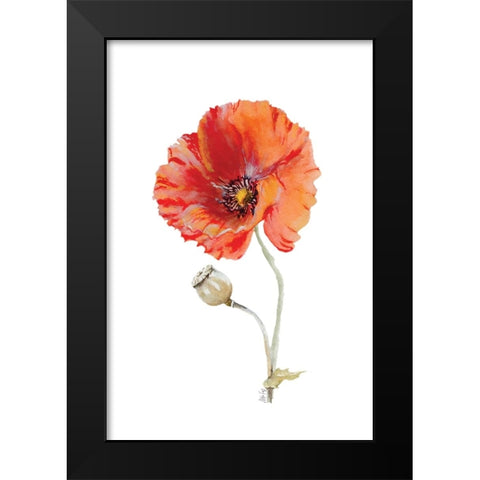 Poppy III Black Modern Wood Framed Art Print by Fay, Mela
