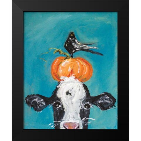 Cow and Friends Black Modern Wood Framed Art Print by Strong, Molly Susan