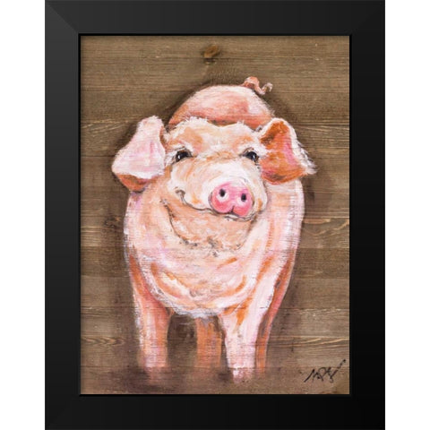 Pig Black Modern Wood Framed Art Print by Strong, Molly Susan