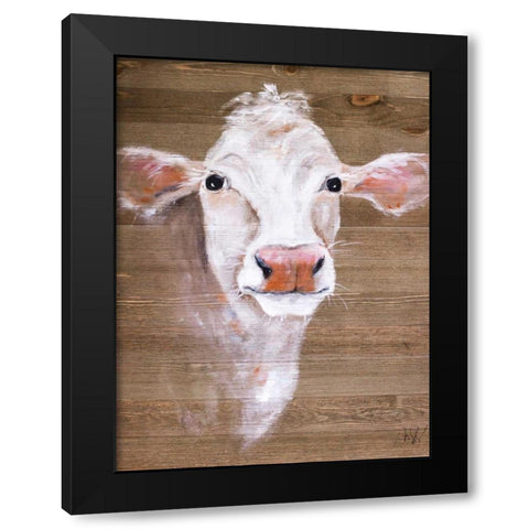 White Cow Black Modern Wood Framed Art Print with Double Matting by Strong, Molly Susan