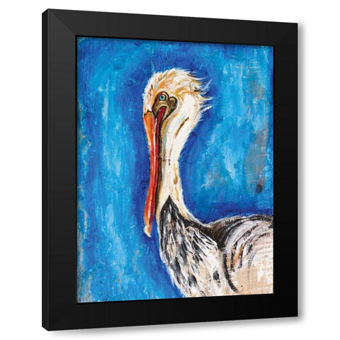 Pelican Black Modern Wood Framed Art Print by Strong, Molly Susan