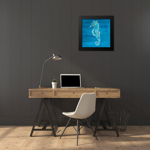Seahorse Black Modern Wood Framed Art Print by Strong, Molly Susan