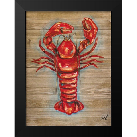 Lobster Black Modern Wood Framed Art Print by Strong, Molly Susan