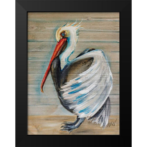 Pelican Black Modern Wood Framed Art Print by Strong, Molly Susan