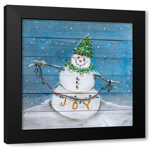 Snowman II Black Modern Wood Framed Art Print with Double Matting by Strong, Molly Susan