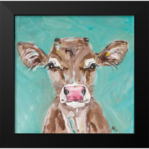 Pink Nosed Cow Black Modern Wood Framed Art Print by Strong, Molly Susan