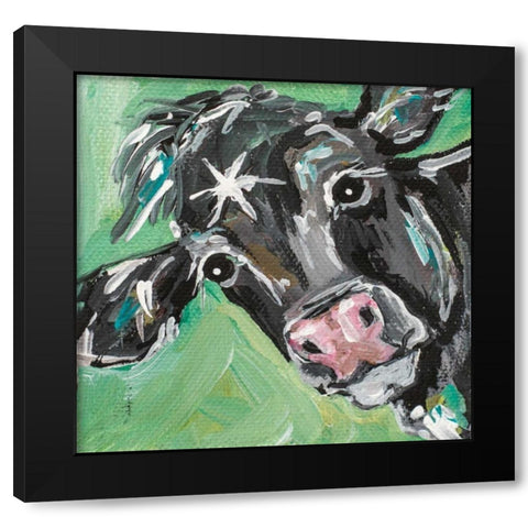 Black Cow Black Modern Wood Framed Art Print with Double Matting by Strong, Molly Susan