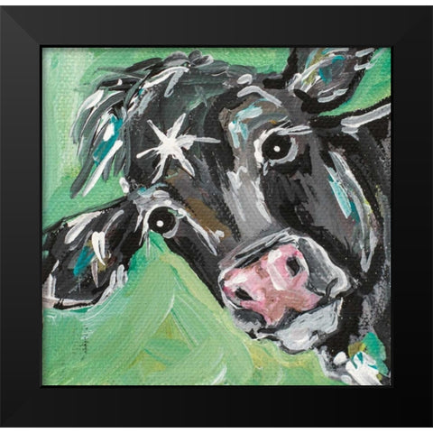 Black Cow Black Modern Wood Framed Art Print by Strong, Molly Susan