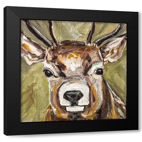 Deer Black Modern Wood Framed Art Print with Double Matting by Strong, Molly Susan