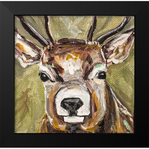 Deer Black Modern Wood Framed Art Print by Strong, Molly Susan