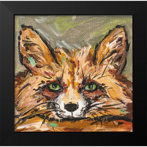 Fox Black Modern Wood Framed Art Print by Strong, Molly Susan