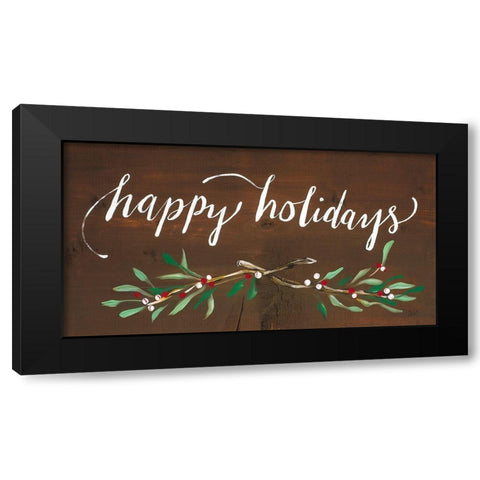 Happy Holidays Black Modern Wood Framed Art Print with Double Matting by Strong, Molly Susan