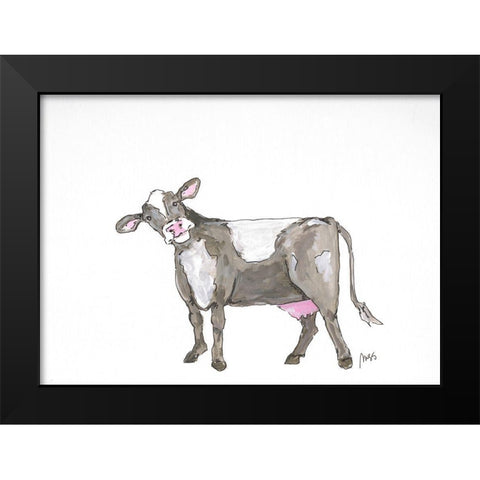 Cow Black Modern Wood Framed Art Print by Strong, Molly Susan