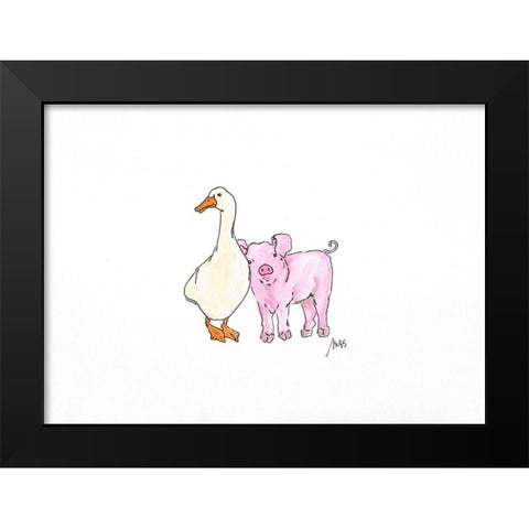 Duck and Pig Black Modern Wood Framed Art Print by Strong, Molly Susan