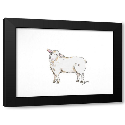 Sheep Black Modern Wood Framed Art Print by Strong, Molly Susan