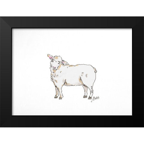 Sheep Black Modern Wood Framed Art Print by Strong, Molly Susan