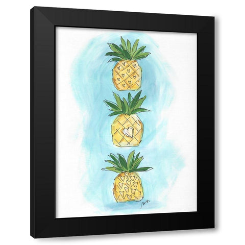 Pineapples Black Modern Wood Framed Art Print by Strong, Molly Susan