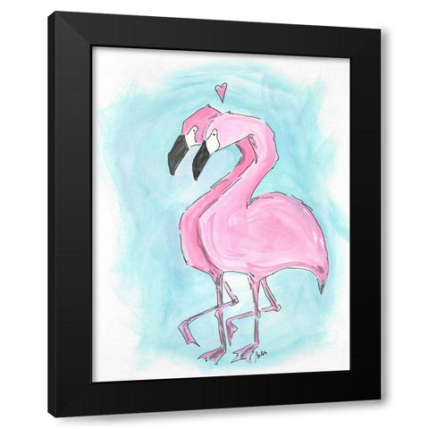 Flamingos Black Modern Wood Framed Art Print by Strong, Molly Susan