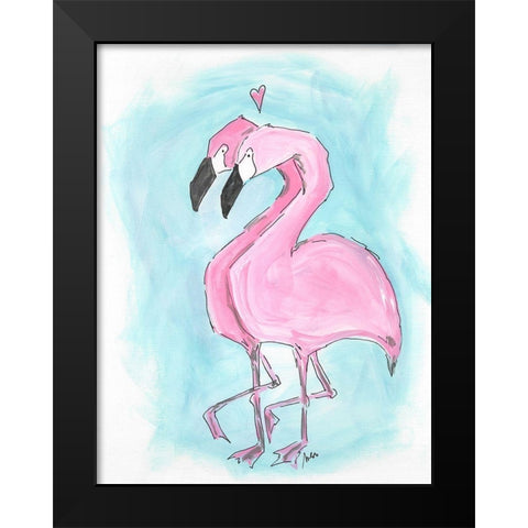 Flamingos Black Modern Wood Framed Art Print by Strong, Molly Susan