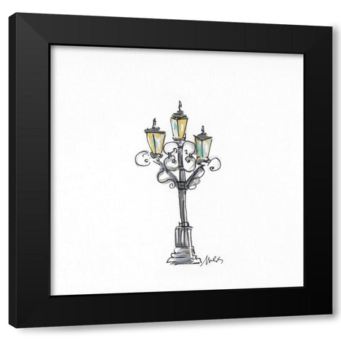 Lamp Post Black Modern Wood Framed Art Print with Double Matting by Strong, Molly Susan