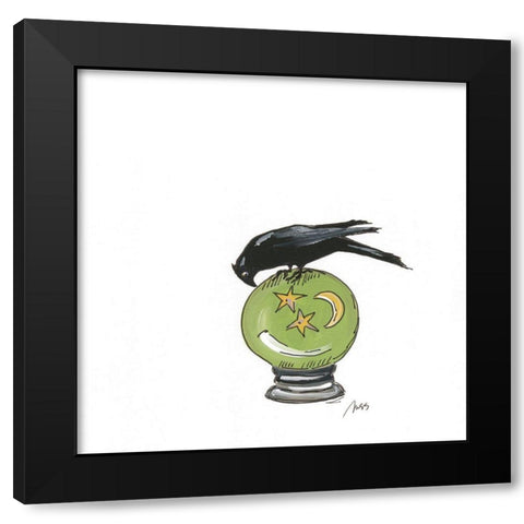 Crystal Ball Raven Black Modern Wood Framed Art Print by Strong, Molly Susan