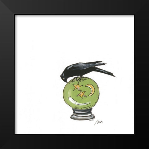 Crystal Ball Raven Black Modern Wood Framed Art Print by Strong, Molly Susan