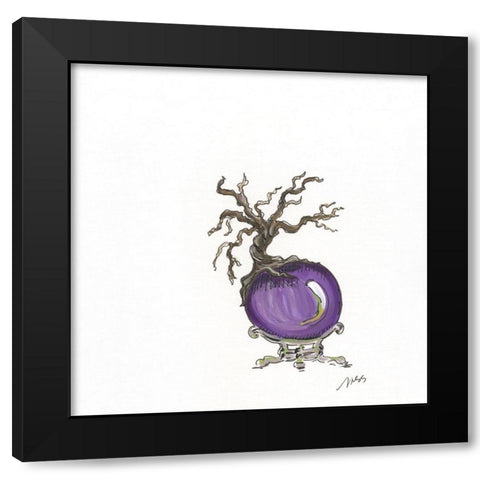 Crystal Ball Creepy Tree Black Modern Wood Framed Art Print by Strong, Molly Susan