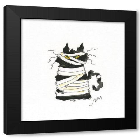 Mummy Cat Black Modern Wood Framed Art Print by Strong, Molly Susan