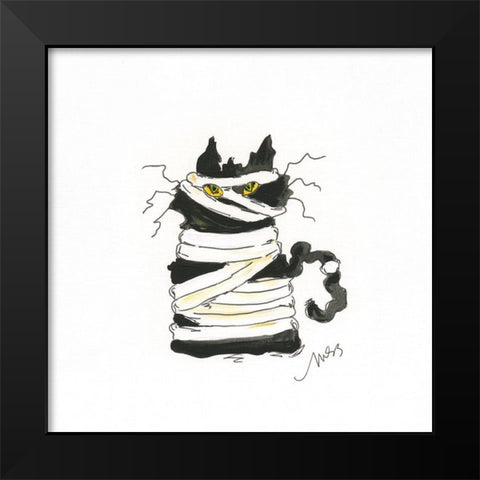 Mummy Cat Black Modern Wood Framed Art Print by Strong, Molly Susan