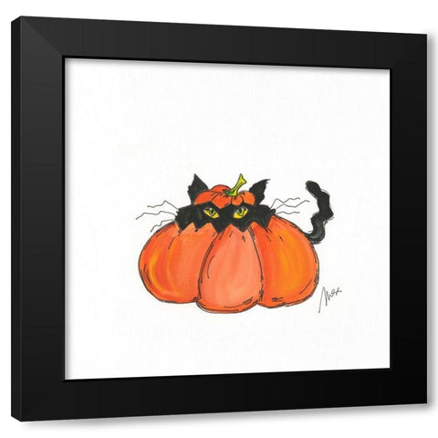 Jack o Cat Black Modern Wood Framed Art Print with Double Matting by Strong, Molly Susan