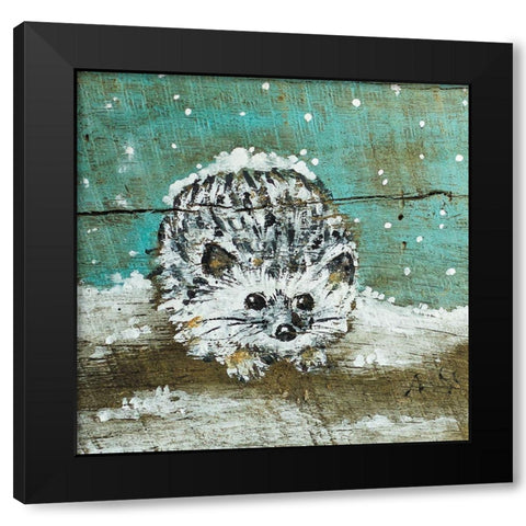 Hedgehog Black Modern Wood Framed Art Print by Strong, Molly Susan