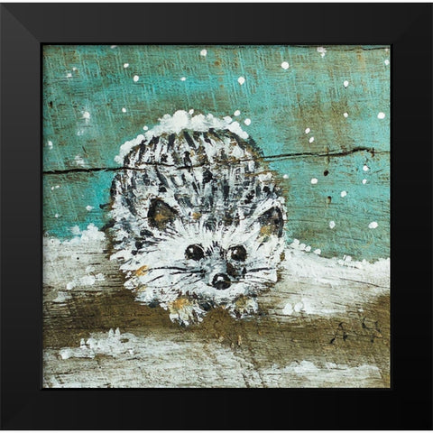 Hedgehog Black Modern Wood Framed Art Print by Strong, Molly Susan