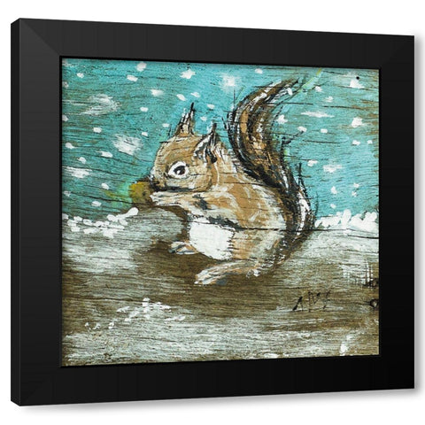Squirrel Black Modern Wood Framed Art Print by Strong, Molly Susan
