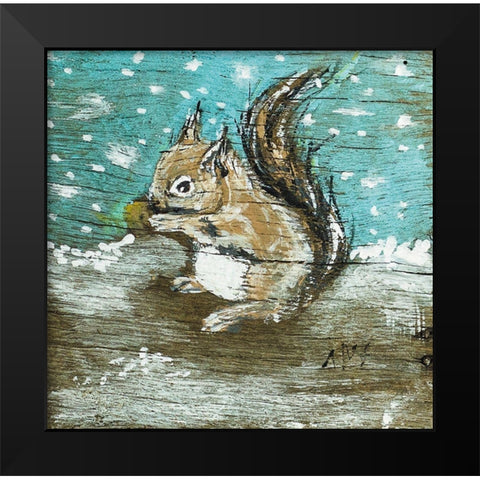 Squirrel Black Modern Wood Framed Art Print by Strong, Molly Susan