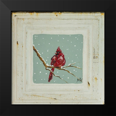 Cardinal in Snow Black Modern Wood Framed Art Print by Strong, Molly Susan