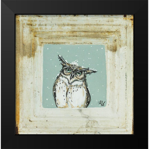 Owl in Snow Black Modern Wood Framed Art Print by Strong, Molly Susan