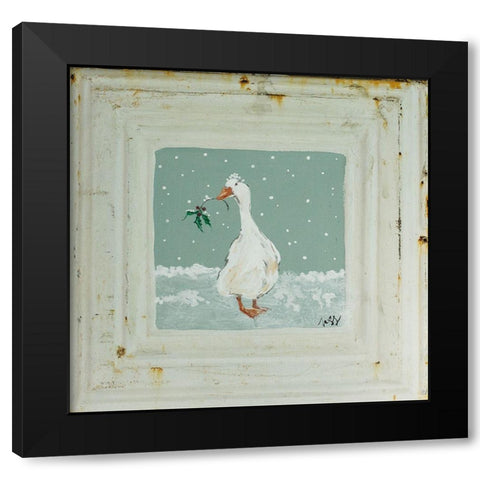 Goose in Snow Black Modern Wood Framed Art Print with Double Matting by Strong, Molly Susan