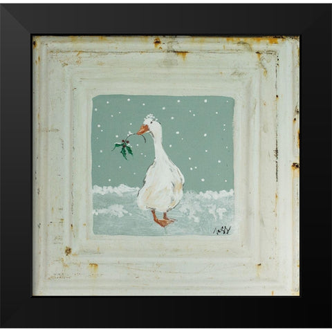 Goose in Snow Black Modern Wood Framed Art Print by Strong, Molly Susan