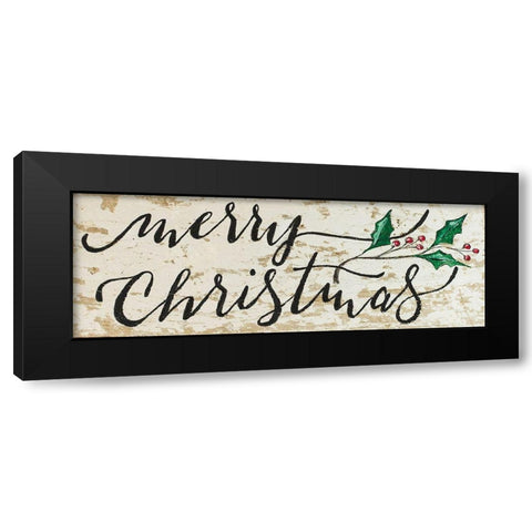 Merry Christmas Black Modern Wood Framed Art Print by Strong, Molly Susan