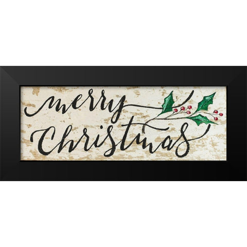 Merry Christmas Black Modern Wood Framed Art Print by Strong, Molly Susan