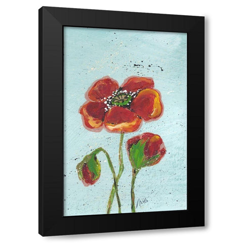 Poppies I Black Modern Wood Framed Art Print with Double Matting by Strong, Molly Susan