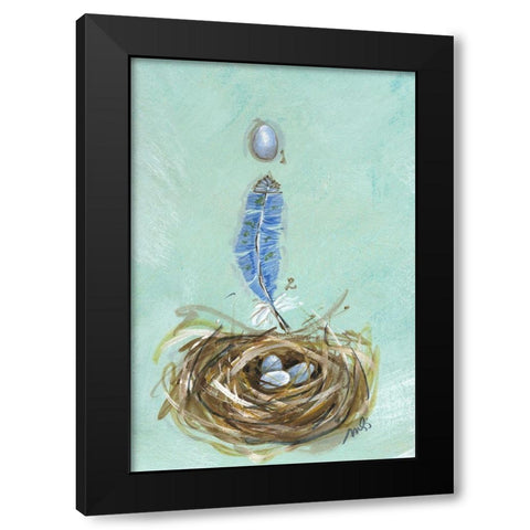 Bluebird Black Modern Wood Framed Art Print with Double Matting by Strong, Molly Susan